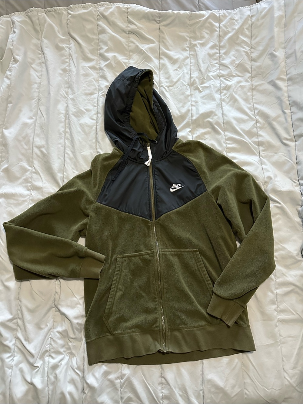 Men’s Nike Army Green & Black Hooded Zip-Up Jacket